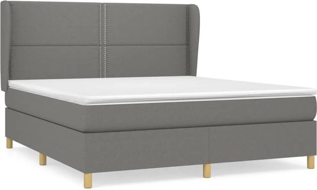 vidaXL Boxspringbett Hybrid mit Matratze und Kopfteil Dunkelgrau B/T/H: 180 x 200 cm - Bild 1