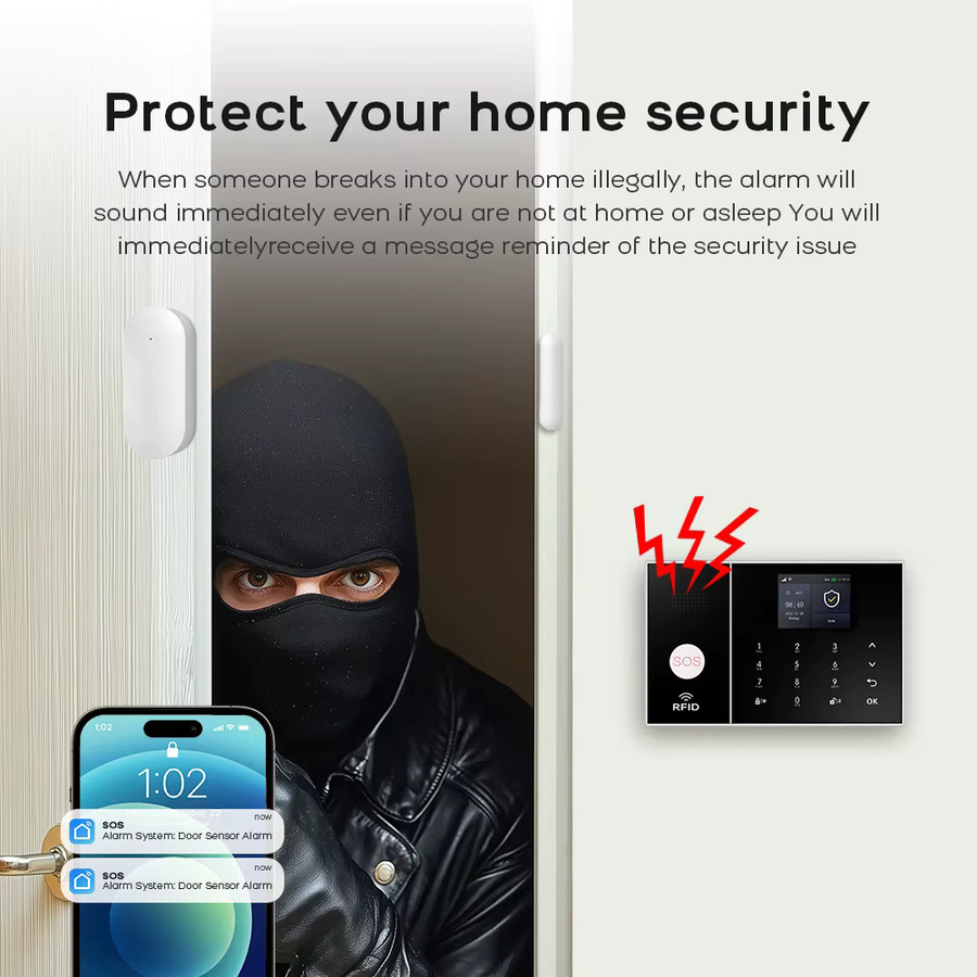 PGST Smart Home Alarmsystem mit Tuya App-Unterstützung, 4G und 2,4G WiFi, Sicherheitssystem Set in Weiß mit Türsensor und Bewegungsmelder - Bild 5