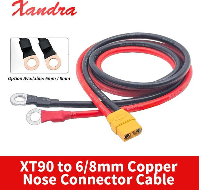 DIVEDEER XT90 Stecker und Buchse auf 6/8 mm Verbindungskabel mit 10 AWG O-Klemmen für Lithium-Batterien in Gelb - Bild 1