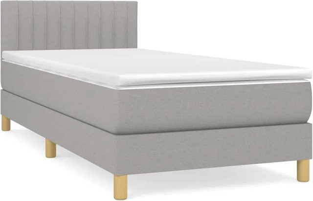 vidaXL Boxspringbett mit Matratze Hybrid-Design in Hellgrau, B/T/H: 90 x 200 x 88 cm - Bild 1