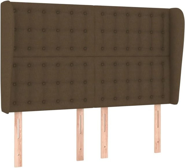 vidaXL Kopfteil mit Ohren in Dunkelbraun aus Stoff, B/T/H: 147 x 23 x 118 cm - Bild 1