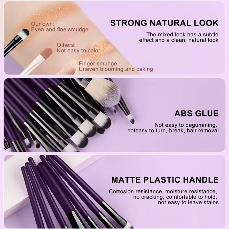 RUNTOIN Make-up-Pinsel-Set, 20-teilig, Unisex - Bild 2