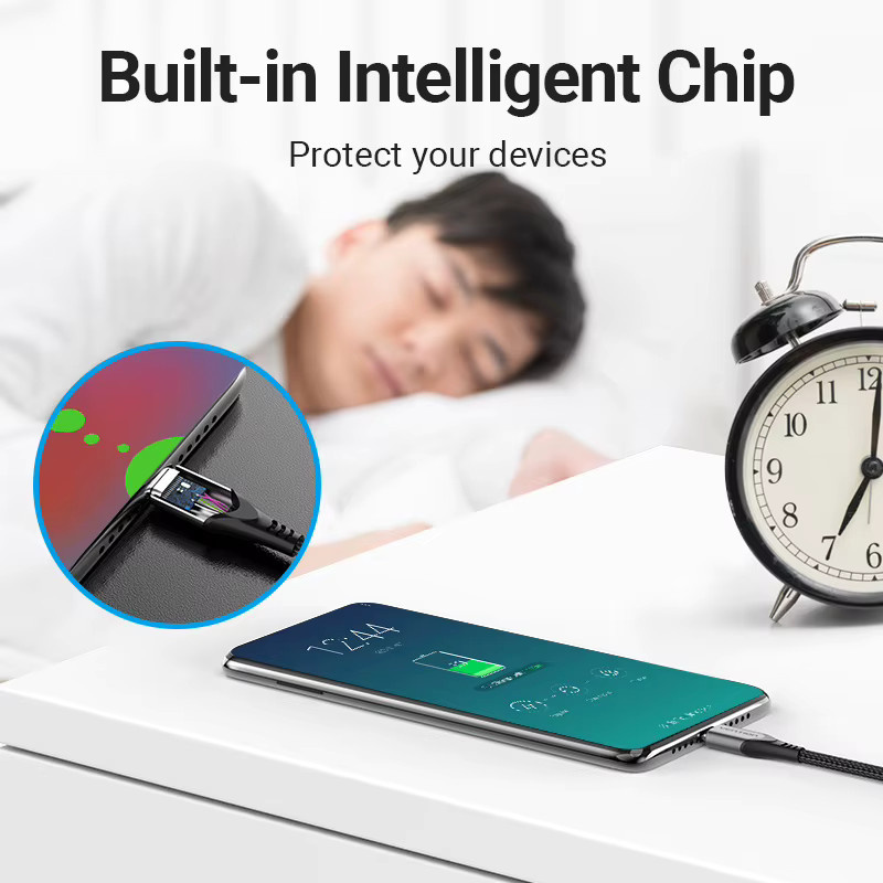 Vention USB C auf USB C Schnellladekabel mit 100 W Ladeleistung für iPhone, Huawei, Xiaomi, Samsung, Oppo und OnePlus in Schwarz und Grau - Bild 6