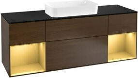 Villeroy & Boch Waschtischunterschrank Finion mit Abdeckplatte, Farbe Walnuss Furnier Braun, B: 160 cm, T: 50,1 cm - Bild 1