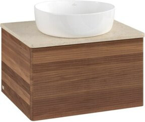 V&B Waschtischunterschrank Antao mit Frontstruktur in Walnut, B/T/H: 60 x 36 x 50 cm - Bild 1