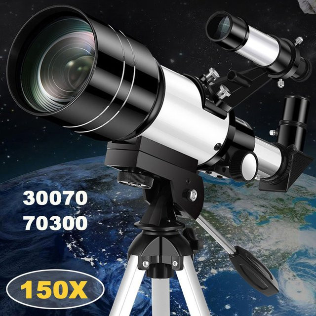 Borwolf Astronomisches Teleskop AZM70300 mit 150-fachem Zoom und HD-Nachtsicht für die Sternenbeobachtung von Mond und Sternen - Bild 1