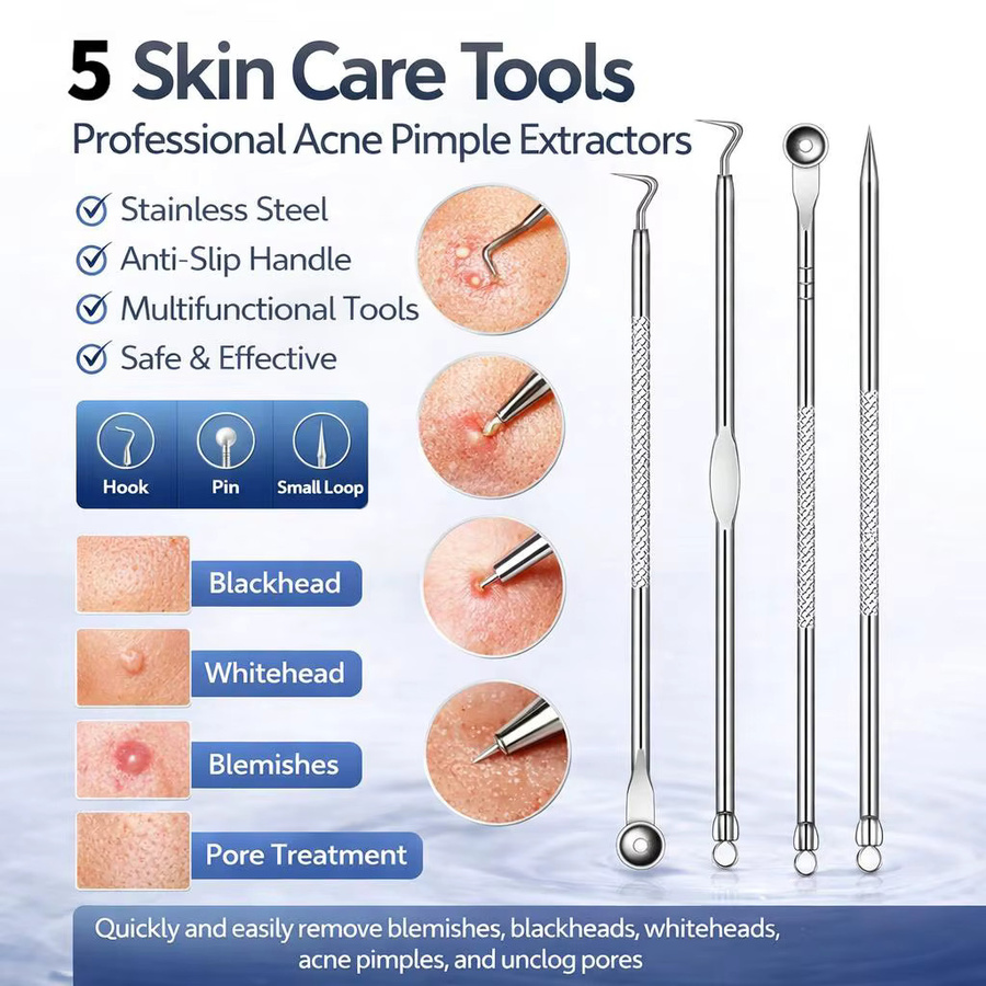 YJYIBEI Mitesserentfernungs-Set, 5-teilig, für Damen, Gesicht - Bild 2