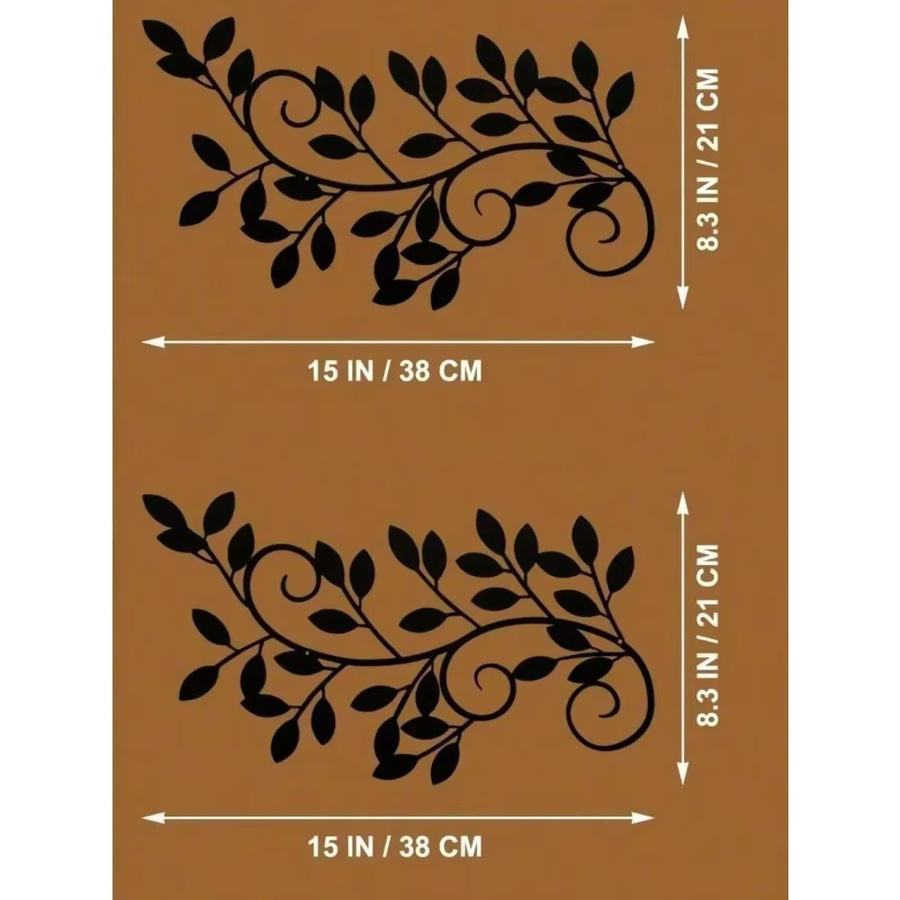 Botanical Home Brand 2er-Pack Wandkunst aus schwarzem Metall in Blatt-Optik im Boho-Stil - Bild 2