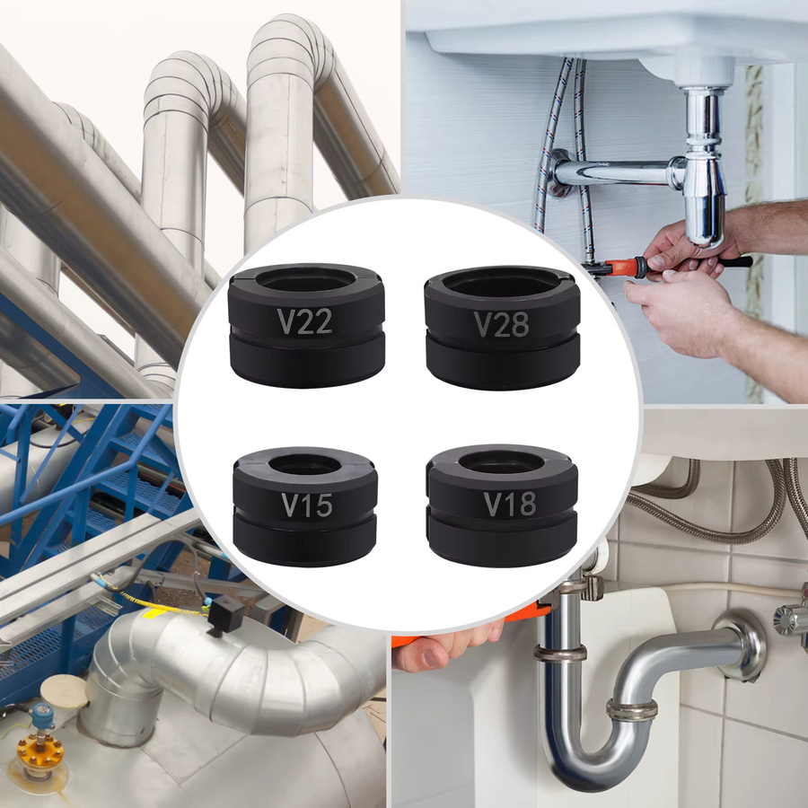 Bymaocar Crimpbacken Set in Schwarz für Rohr-Crimpzangen und Handpresszangen mit den Größen 15 mm, 18 mm, 22 mm und 28 mm - Bild 2