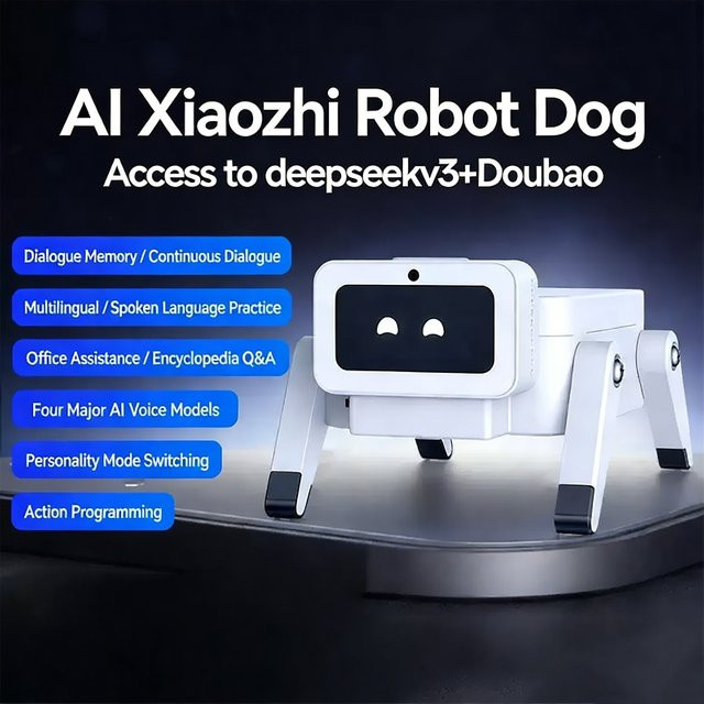 luxuglow ESP32-C3 Mechanischer Hund KI-Sprachchat-Roboter mit Servo und Deepseek Xiaozhi Unterstützung in Weiß - Bild 1