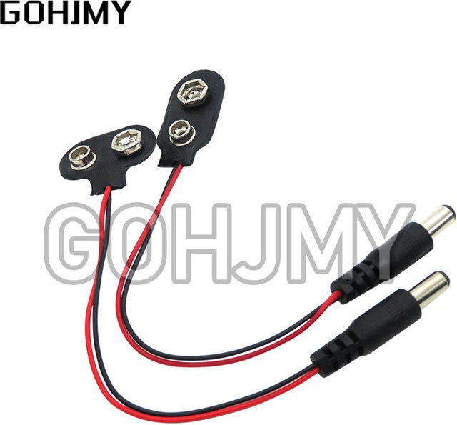 GOHJMY 10er Set DC 5,5 x 2,1 mm Batterie-Anschlusskabel mit Schnappverschluss in Schwarz für Arduino DIY Projekte - Bild 1