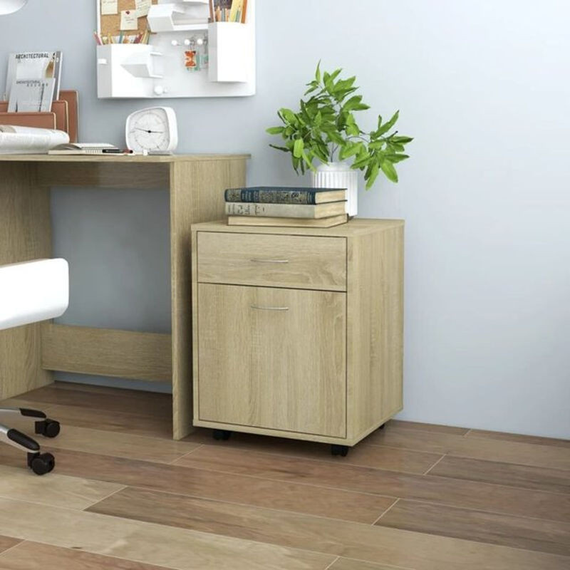 Vidaxl Rollschrank in Sonoma-Eiche Natur im modernen skandinavischen Design, B/T/H: 45 x 38 x 54 cm - Bild 1
