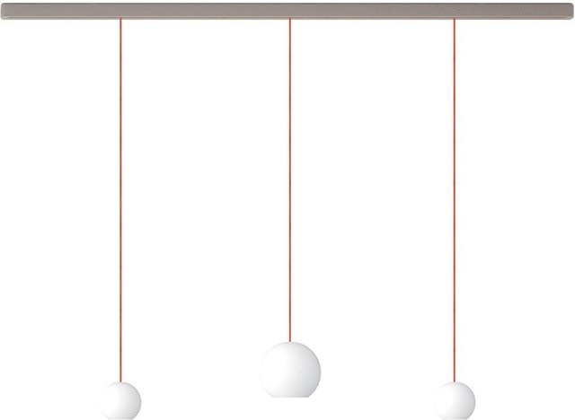 KOMOT KOS Trio SL LED-Pendelleuchte mit Schiene, Farbe Nickel matt und Orange, mundgeblasenes Opalglas, Tunable White 2200K - 4200K, Länge: 150 cm - Bild 1
