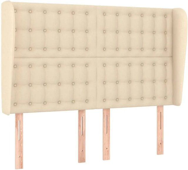 vidaXL Kopfteil mit Ohren in Beige, gepolstertes Stoff-Design, Breite: 147 cm, Tiefe: 23 cm, Höhe: 118 cm bis 128 cm - Bild 1