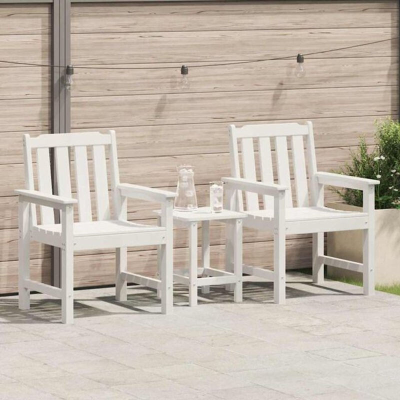 Vidaxl Garten-Essstühle Set aus 2 Stück in Weiß, modernes Design aus Kunststoff, B/T/H: 65,5 x 59 x 88 cm - Bild 1