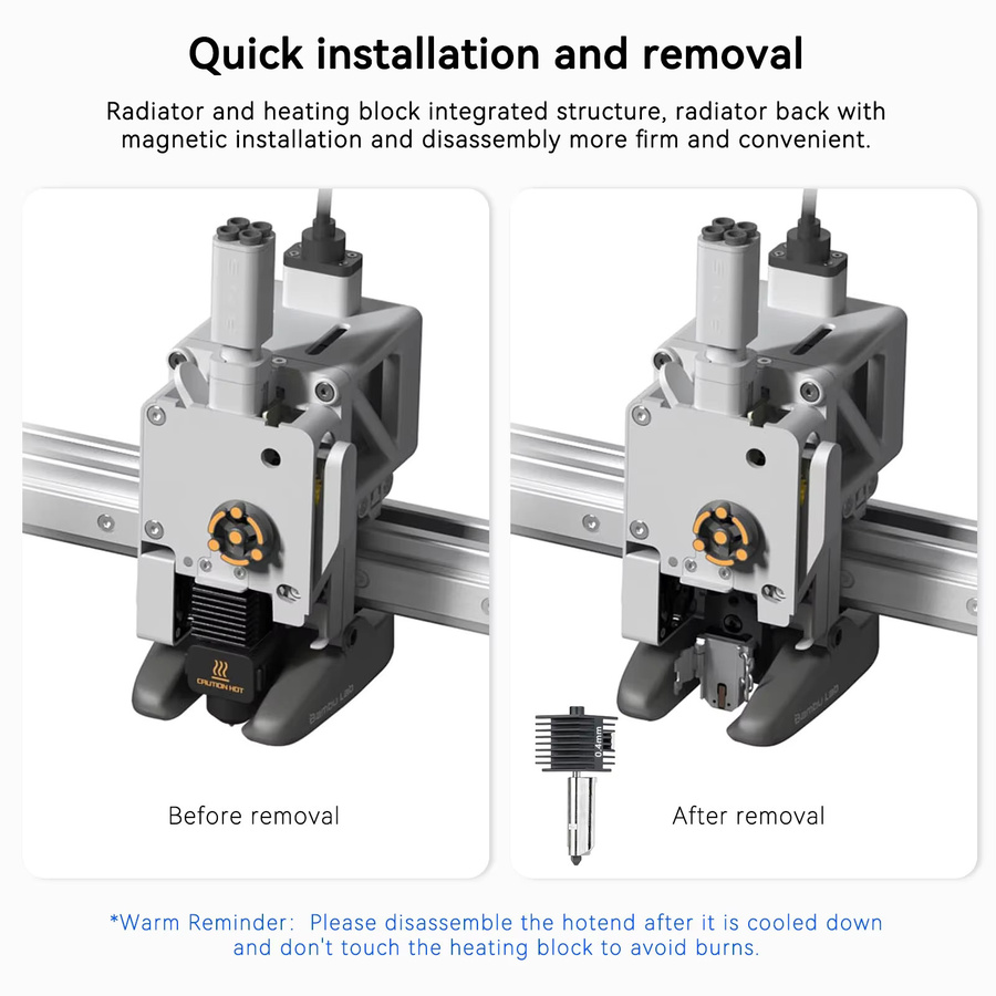 Bambu Lab Hotend-Kit für A1 Mini und A2L mit gehärteten Stahldüsen in 0,2 mm, 0,4 mm, 0,6 mm und 0,8 mm - Bild 2