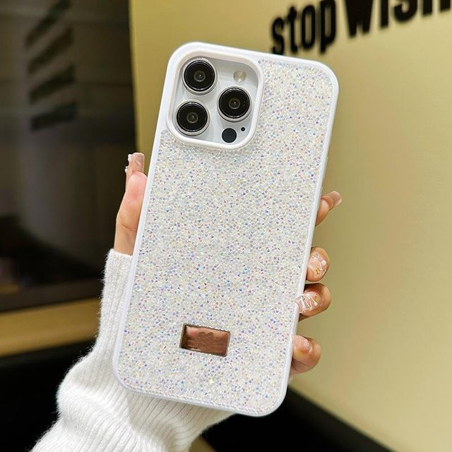 Luxuriöse Strass-Telefonhülle für dein iPhone 16 in Weiß, stoßfeste Handyhülle für Damen - Bild 1