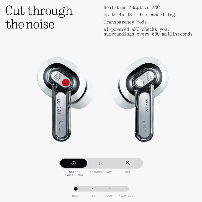 Nothing Ear (3) Kabellose In-Ear-Kopfhörer mit adaptiver Geräuschunterdrückung, 24-Bit Hi-Res LDAC Audio und IP54, Weiß - Bild 4