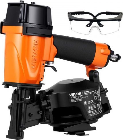 VEVOR Druckluft-Coilnagler CN45C in Orange, 15° Nagelpistole für 19-45 mm Nägel, 4,8-7,5 Bar, pneumatischer Drucklufttacker mit Kontaktauslöser für Dachschalung und Asphaltschindeln - Bild 1