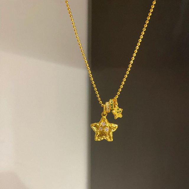 Stern-Anhänger mit Diamant, Gold, Unisex - Bild 1