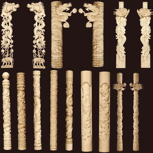 MaYupeT Vintage Holz-Applikation mit chinesischem Drachen-Motiv als dekorative Säulen-Nische für deine Möbel - Bild 1