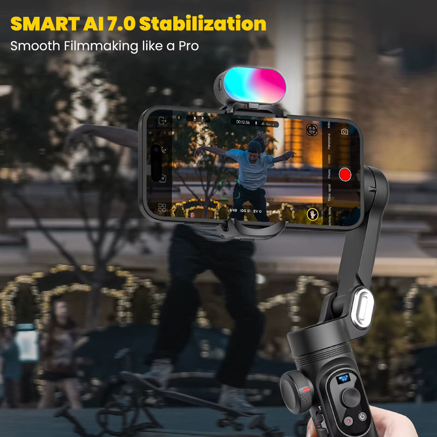 AOCHUAN Smart XPro Combo1 3-Achsen-Hand-Gimbal-Stabilisator für iPhone und Android Smartphones in Schwarz - Bild 3