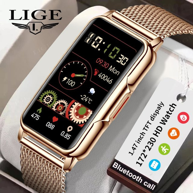 LIGE Smartwatch, Roségold, Milanaise, Unisex - Bild 1