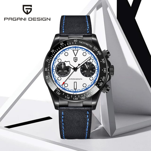 Pagani Design Armbanduhr, Quarz, Saphirglas, Tachymeter, Weiß, Herren - Bild 1