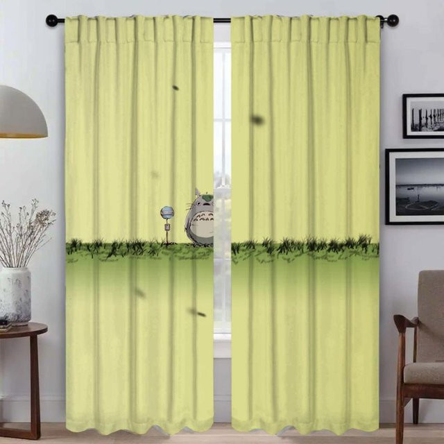 TotoroS Elegante Tüll-Raumvorhänge für Wohnzimmer und Schlafzimmer, 2 Stück, Grün, Breite: 60 cm, Höhe: 90 cm - Bild 1
