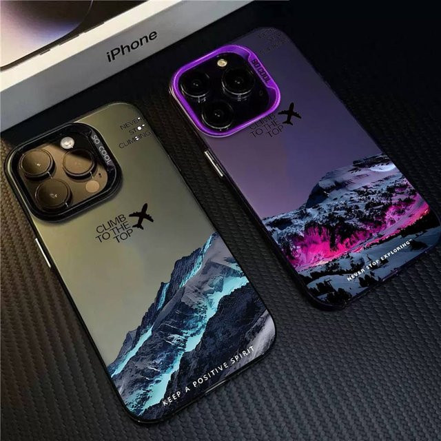 Mountain Peak Flugzeug Handyhülle für iPhone 11 bis 17 Pro Max, matt und stoßfest, Multicolor - Bild 1