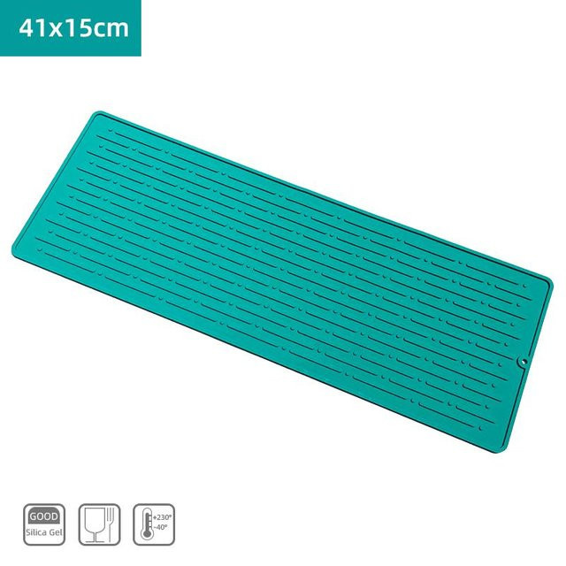 Happypilot Abtropfmatte aus Silikon in Türkis, rechteckig, Breite: 41,0 cm, Tiefe: 15,0 cm - Bild 1