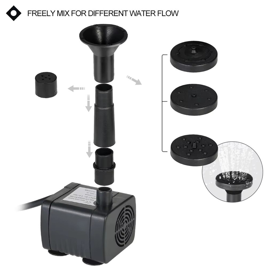 Bürstenlose Solar Wasserpumpe für Garten und Teich in Schwarz, 6V 1,2W zur Bewässerung und für Schwimmende Pflanzen - Bild 4
