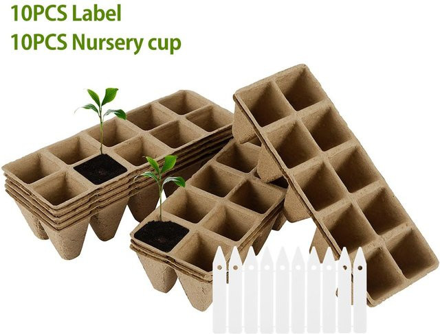 Biologisch abbaubare Saatgut-Starterschalen mit 10 Zellen von Yiran Furniture in Schwarz für Garten- und Balkonpflanzen - Bild 1