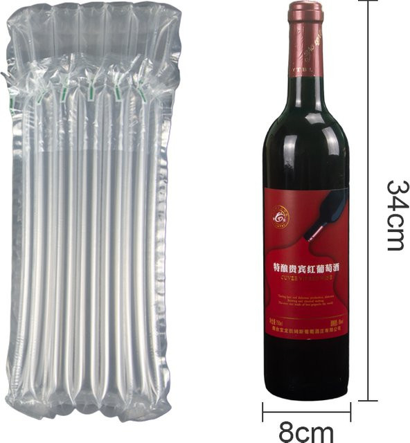 SHENHONGJI Luftpolster-Schutzhülle für Rotweinflaschen, aufblasbare Luftkissen-Verpackung, Rot, Transparent - Bild 1