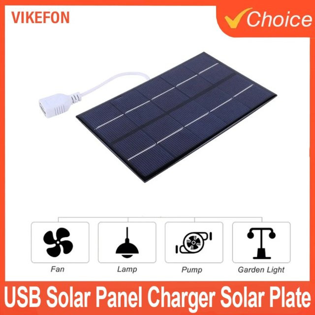 VIKEFON Tragbares USB-Solarladegerät 5W mit Polysilizium-Solarzellen in Schwarz für Handy und Computer - Bild 1