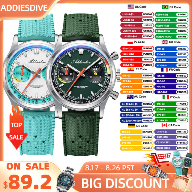 ADDIESDIVE Chronograph, Quarz, Edelstahl, Kautschuk, 38 mm, Herren - Bild 1