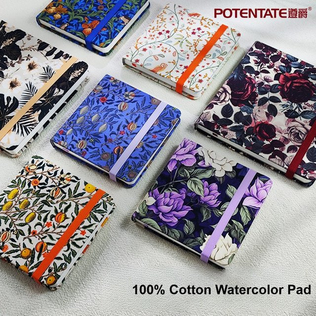 POTENTATE Aquarellpapierbuch aus 100 % Baumwolle, 24 Blatt, 300 g, B/H: 12 x 12 cm - Bild 1