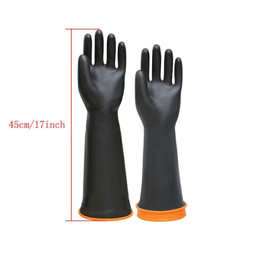 Wiederverwendbare Latex-Schutzhandschuhe für Chemikalien in Schwarz, Länge: 45 cm bis 56 cm - Bild 5