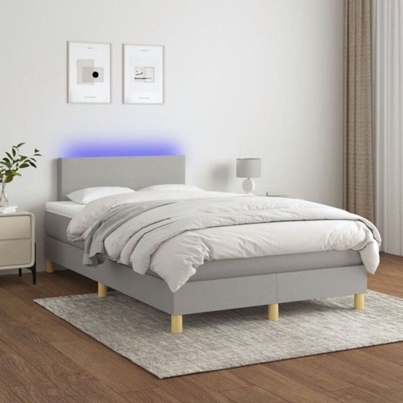 vidaxl Boxspringbett mit Matratze in Grau und Weiß aus Stoff, B/T: 200 x 120 cm - Bild 1