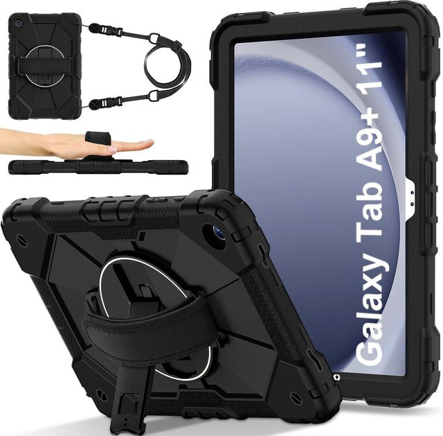 Schutzhülle aus Silikon in Rüstungs-Optik für Samsung Galaxy Tab A11, A9, A9 Plus, S9, S10 FE, S10 Lite, A7 Lite, Farbe: Schwarz - Bild 1