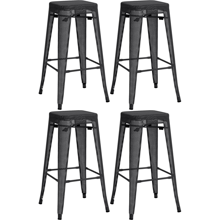 DELUKE Barhocker SEOUL 4er Set Schwarz Metall Barstühle im Industriedesign ohne Lehne, stapelbar - Bild 2