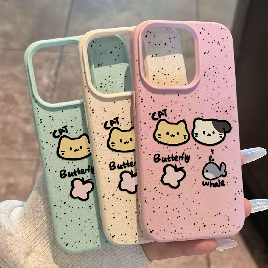 AKABEILA Leder-Silikon-Handyhülle mit Cartoon-Aufdruck für iPhone, stoßfeste Schutzhülle in Grün und Multicolour - Bild 2