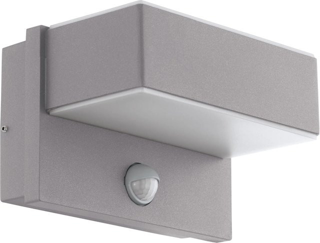 Eglo LED-Außenwandleuchte in Silber/Weiß mit Bewegungsmelder und Dämmerungssensor, IP44, Up-Down Lichteffekt aus Aludruckguss - Bild 1