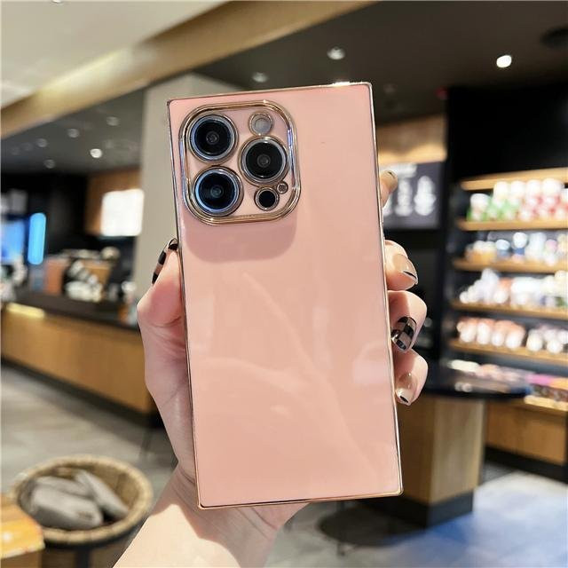 Stoßfeste Handyhülle mit Galvanik-Rahmen für Apple iPhone in Pink - Bild 1