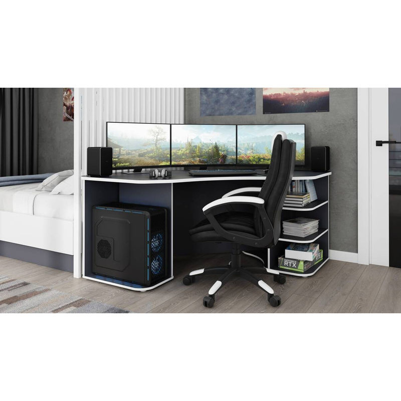 byLIVING Schreibtisch THANATOS modern in Anthrazit und Weiß, B/H/T: 198 x 76 x 85 cm - Bild 6