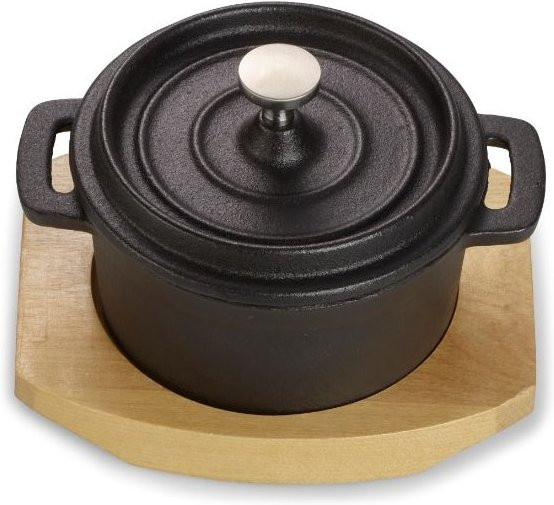 ECHTWERK Mini-Kochtopf aus Gusseisen, Schwarz, B/T/H: 10 x 13 x 4,8 cm - Bild 1