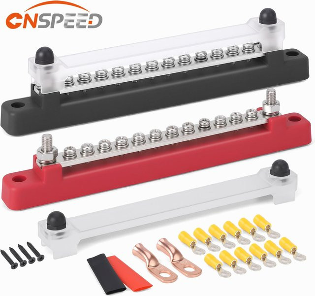 CNSPEED 12-Wege-Terminal Sammelschiene mit M6 Bolzen als Batterie Stromverteilerblock für 12 V in Rot - Bild 1