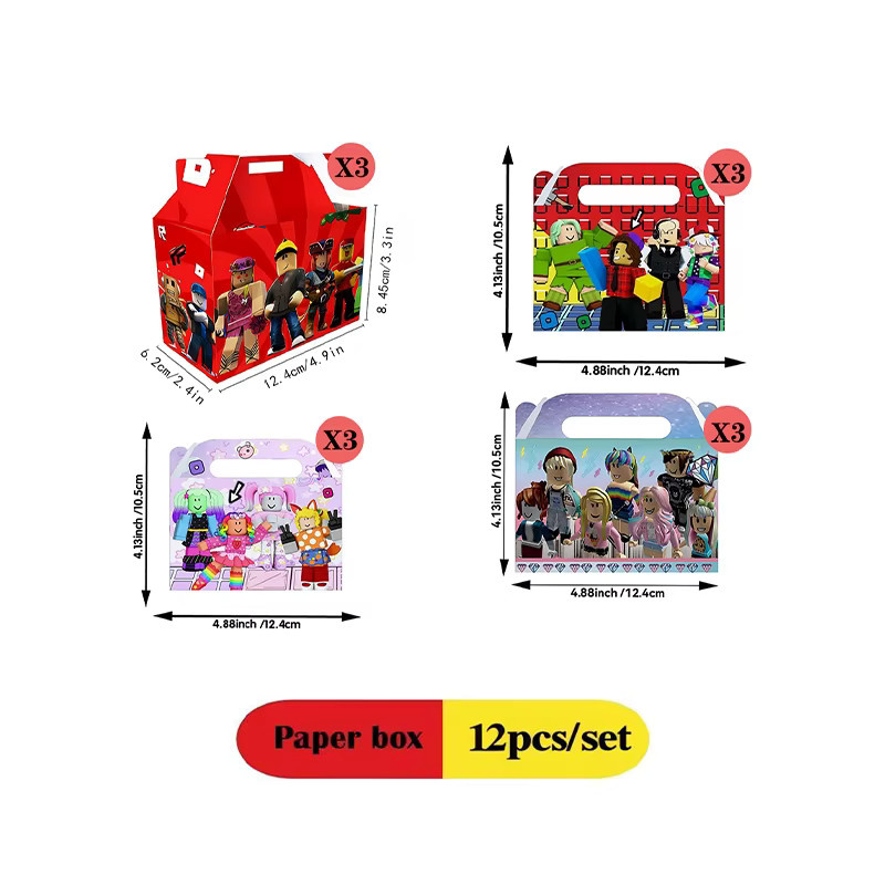 Roblox Party-Dekoration Set mit Papierboxen und Spielfiguren in Multicolour für Geburtstage und Babypartys - Bild 3