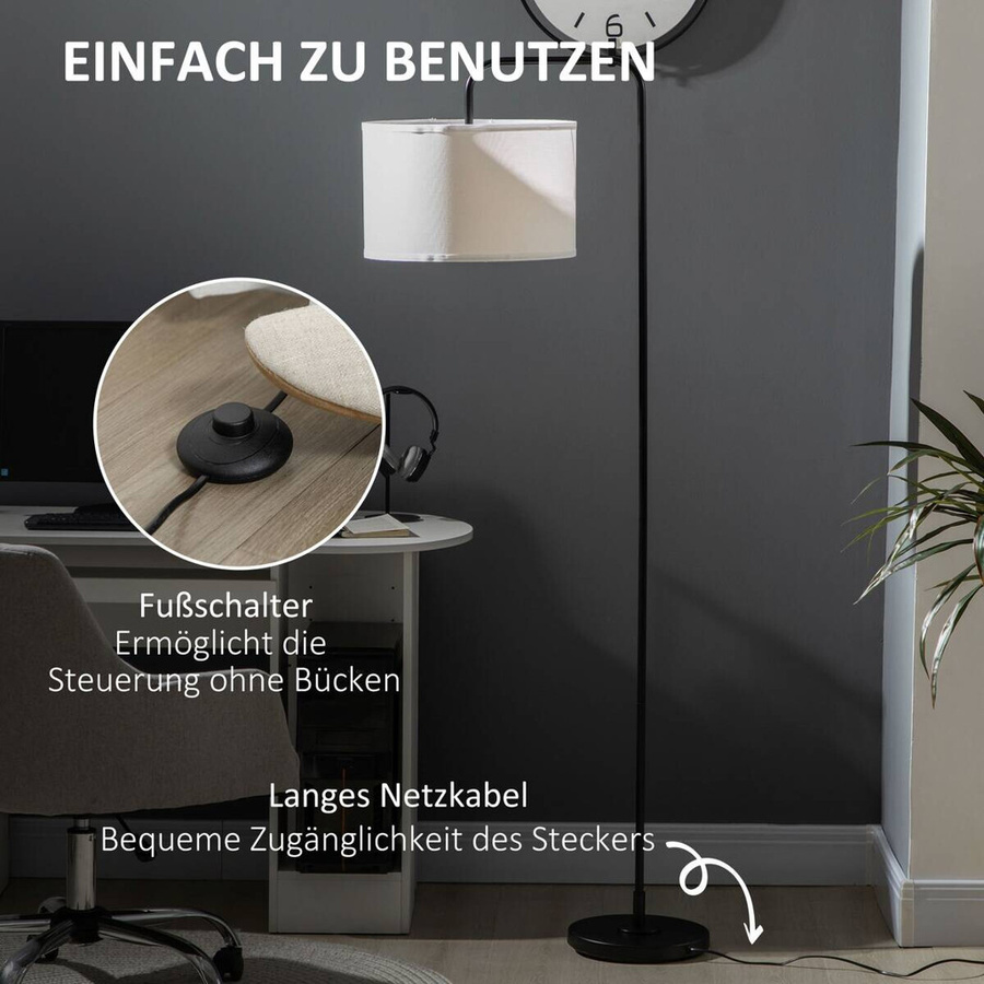 HOMCOM Stehleuchte modern in Weiß mit Stoffschirm und E27 Fassung, B/H/T: 38 x 163,5 x 64 cm - Bild 1
