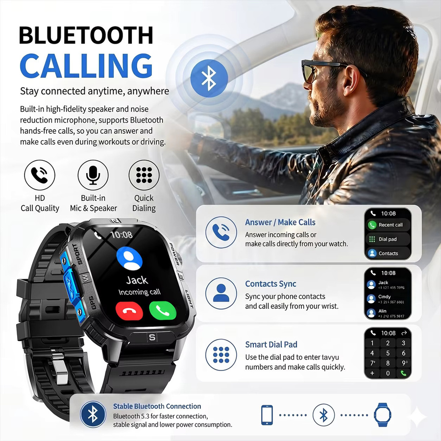 GUHUAVMI Smartwatch, Schwarz, GPS, Silikon, 2,01 Zoll - Bild 5